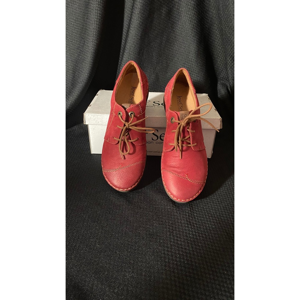 Josef Seibel Fergey 20 Red Leather Comfort Oxfords Womens 37 M2-59692 rot - Picture 4 of 7